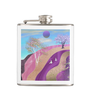 Spring Blossoms Landscape Hip Flask