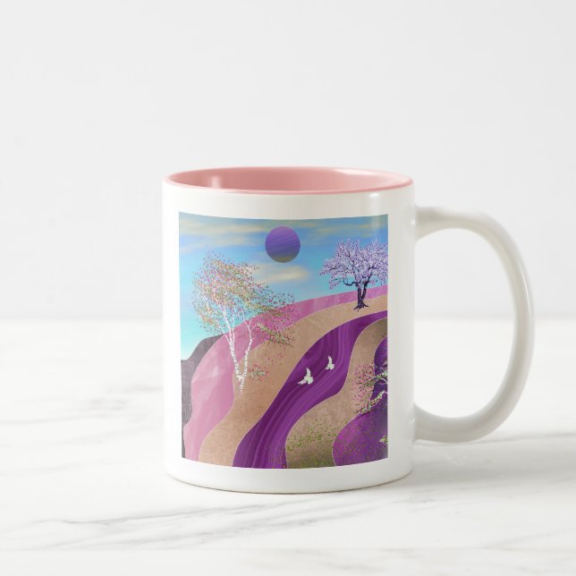 Spring Blossoms Landscape Two-Tone Coffee Mug (Right)