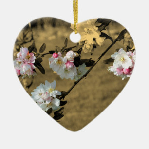 Spring Blossoms On Sepia Flower Ornament