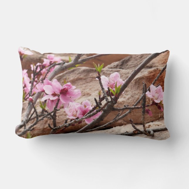 Spring Blossoms on Zion Rocks Lumbar Pillow (Front)