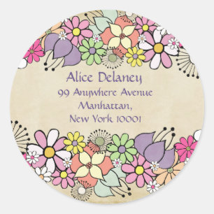 Spring Blossoms Retour Adresse Stickers Coeur
