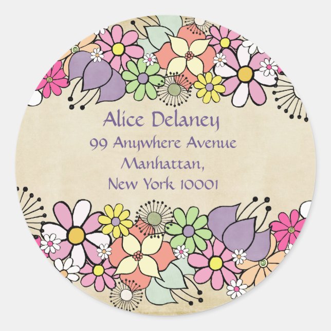 Spring Blossoms Return Address Heart Stickers (Front)
