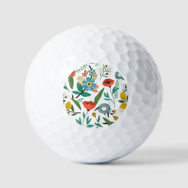 Spring Blossoms: Seamless Floral Pattern Golf Balls (Front)