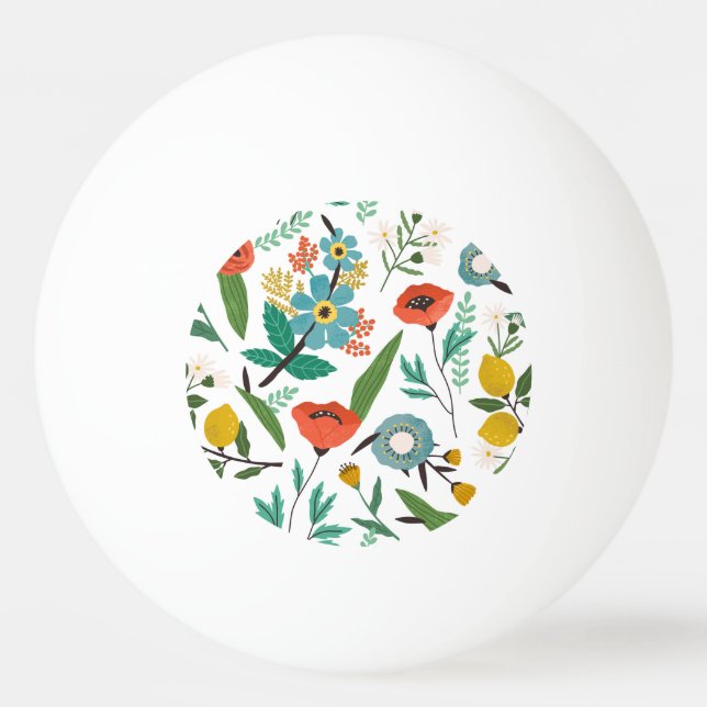 Spring Blossoms: Seamless Floral Pattern Ping Pong Ball (Front)