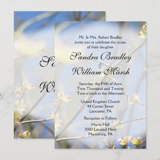 Spring Blossoms Wedding Invitation (Front/Back)