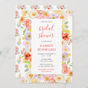 Spring Blossoms Wildflowers Bridal Shower Invitation