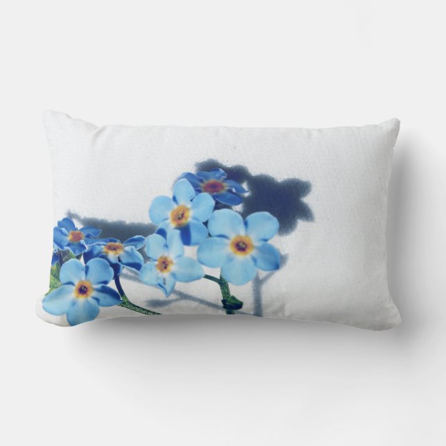 Spring blue flowers lumbar pillow (Front)