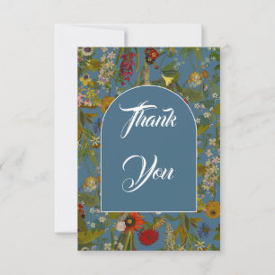 Spring Blue Mary Delany Botanical Collage Thank Yo You Card