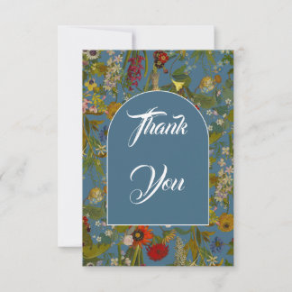 Spring Blue Mary Delany Botanical Collage Thank Yo You Card