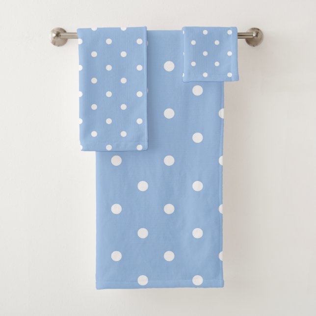 Spring Blue Polka Dot Bath Towel Set (Insitu)