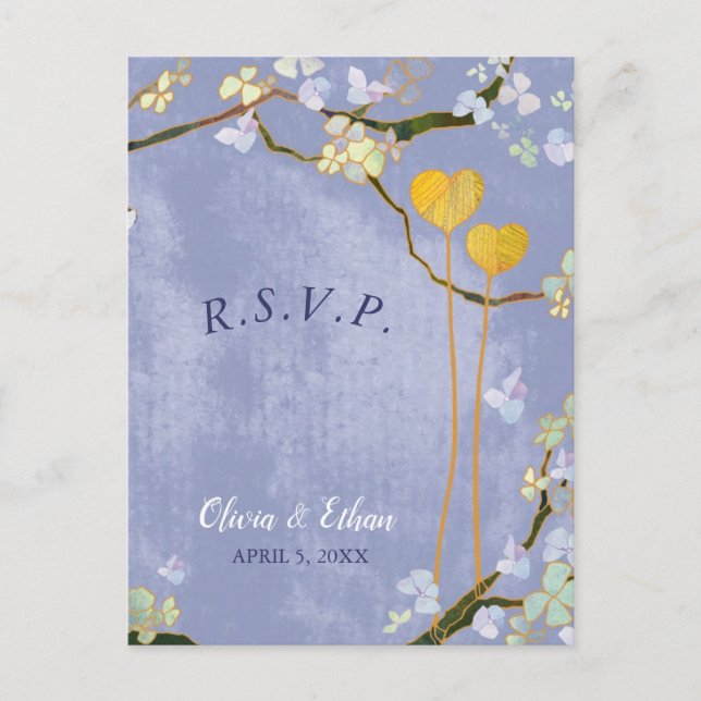 Spring Blue Wedding Menu Choice RSVP (Front)