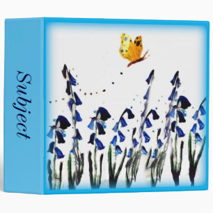 Spring Bluebells Butterfly Floral Personalized Binder