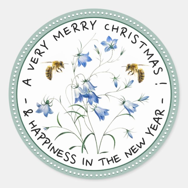 Spring Bluebells not Winter Sleighbells Christmas Classic Round Sticker (Front)