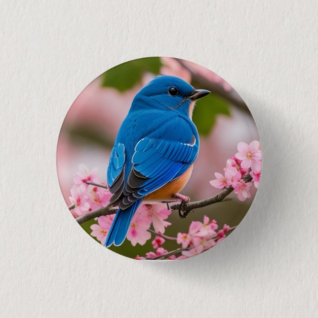 Spring Bluebird 1 Inch Round Button (Front)