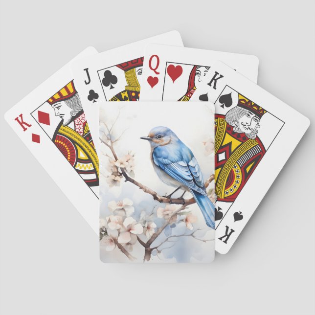 Spring Bluebird in the Blossoming Tree Playing Cards (Back)