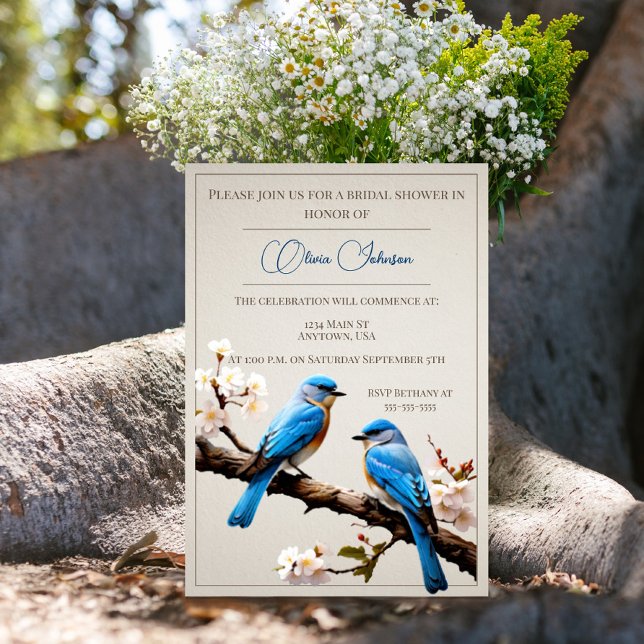 Spring Bluebirds Bridal Shower Invitation (Spring Bluebirds Bridal Shower Invitation)