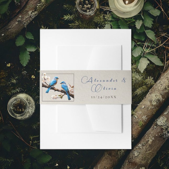Spring Bluebirds Wedding Invitation Belly Band (Spring Bluebirds Wedding Invitation Belly Band)