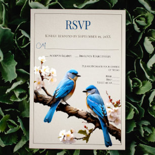 Spring Bluebirds Wedding RSVP Card