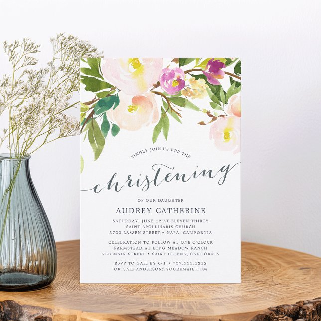 Spring Blush | Christening Invitation (Creator Uploaded)