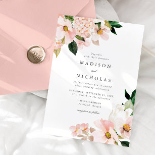 Spring Blush Floral Bouquet Wedding Invitation