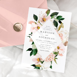 Spring Blush Floral Frame Wedding Invitation