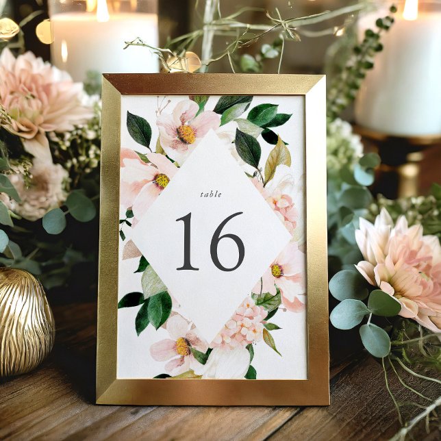Spring Blush Floral Frame Wedding Table Number (Creator Uploaded)