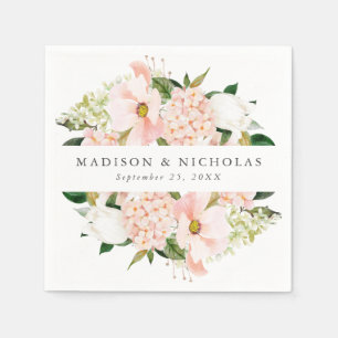 Spring Blush Floral Personalized Wedding Napkin
