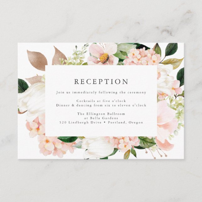 Spring Blush Floral Wedding Reception Enclosure Card (Front)