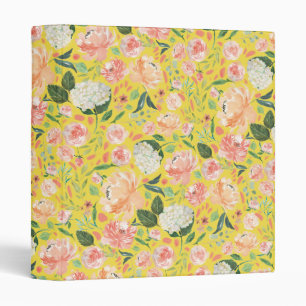 Spring Blush Peach Sage Watercolor Floral Pattern Binder