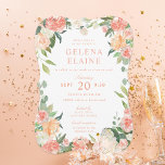Spring Blush Peach Watercolor Floral Bat Mitzvah Invitation<br><div class="desc">Spring pinks and peaches watercolor florals with a light background. Customize to change the text and background colour for your event.</div>