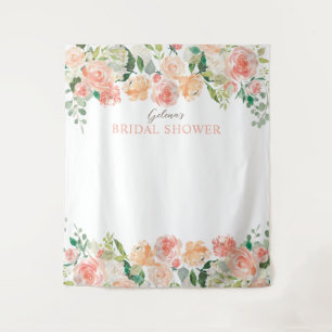 Spring Blush Watercolor Floral II Backdrop Shower Tapestry