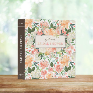 Spring Blush Watercolor Floral Recipe Binder