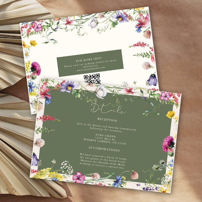 Spring Boho Chic Colorful Wildflower Wedding  Enclosure Card (Creator Uploaded)