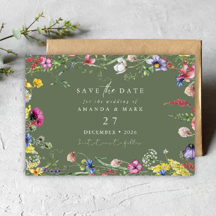 Spring Boho Chic Colorful Wildflower Wedding  Invitation