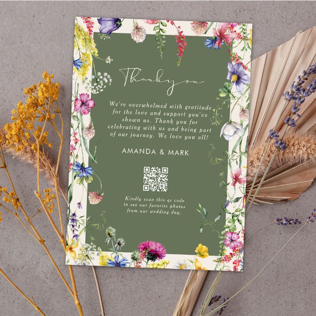 Spring Boho Chic Colorful Wildflower Wedding Thank Invitation (Creator Uploaded)