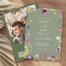 Spring Boho Chic Colourful Wildflower Wedding Invi