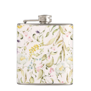 Spring Boho Wildflower Pampas Wedding Hip Flask