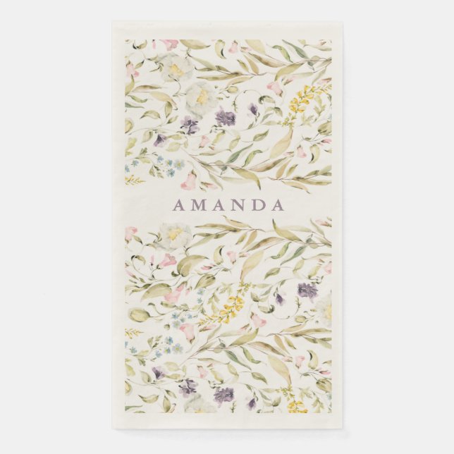 Spring Boho Wildflower Pampas Wedding Napkin (Front)