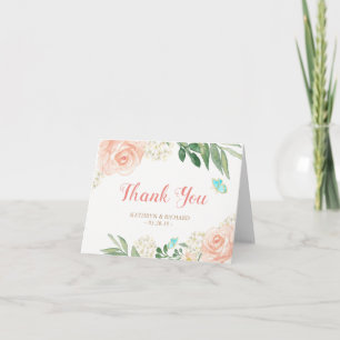 Spring Botanical Blush Peach Flowers Thank You