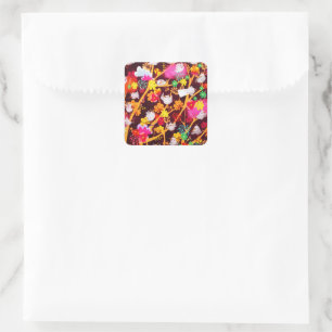 Spring Botanical Forest Bird Flowers Paradise Square Sticker