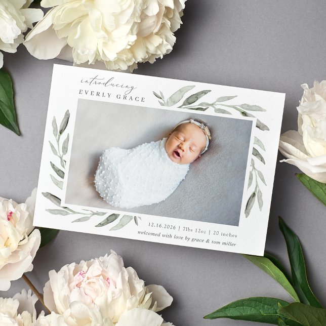 Spring Botanical | Photo Birth Announcement (Creator Uploaded)