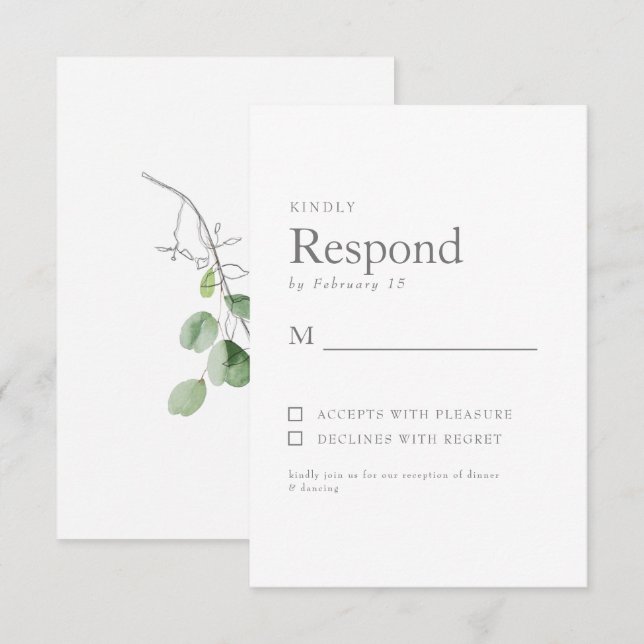 Spring Botanical White Wedding RSVP Card (Front/Back)