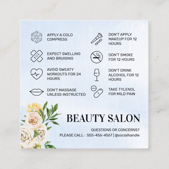 Spring Botox Aftercare Business Card (Back)