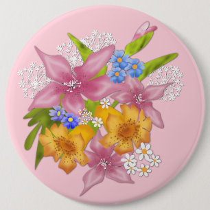 Spring bouquet 6 inch round button