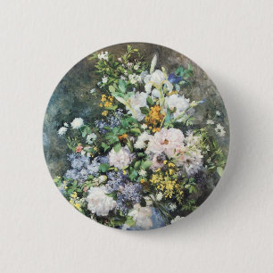 Spring Bouquet by Pierre Renoir, Vintage Flowers 2 Inch Round Button