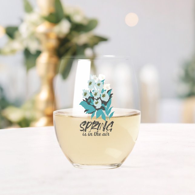 Spring Bouquet Charm - Spring is in the Air Floral Stemless Wine Glass (Insitu (Wedding))