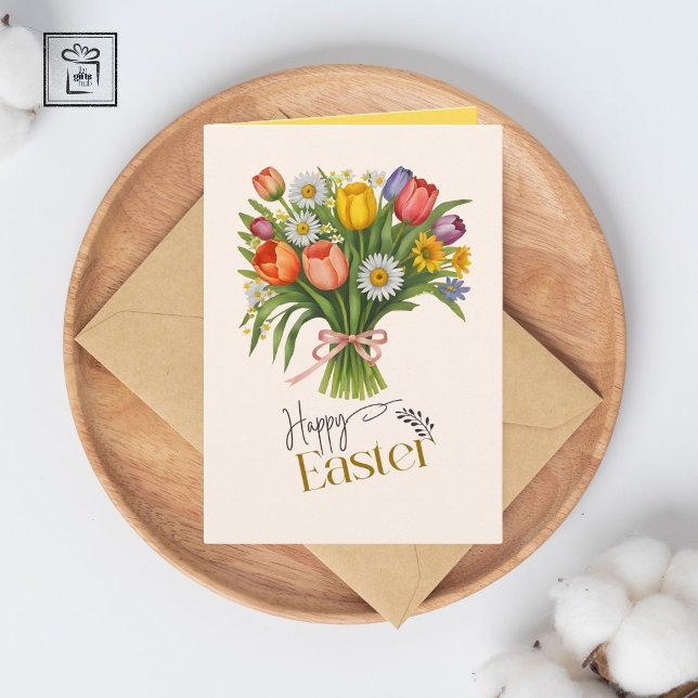 Spring Bouquet Daffodil Tulip Daisy Easter Holiday Card (Spring Bouquet Daffodil Tulip Daisy Easter Holiday Card)