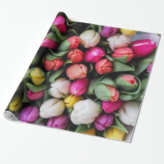 Spring Bouquet of Colourful Tulip Blooms Wrapping Paper
