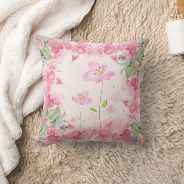 Spring Bouquet Throw Pillow (Blanket)