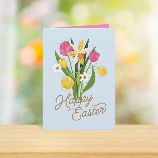Spring Bouquet Tulip Daffodil Easter Holiday Card (Creator Uploaded)